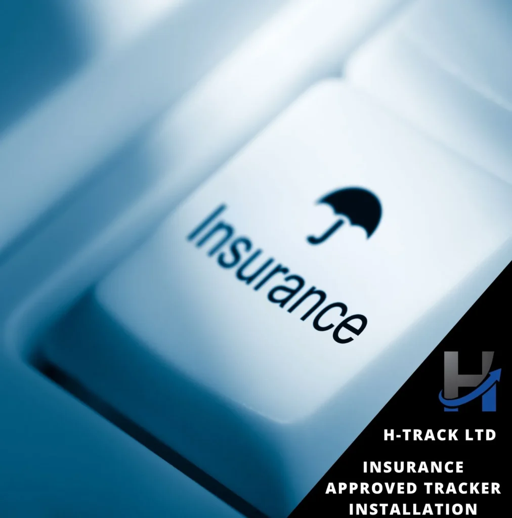 Keyboard insurance button indicating Insurance Approved trackers installation reduces insurance premiums