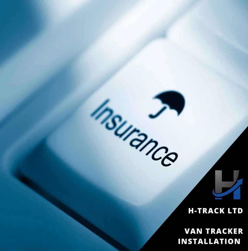 Keyboard insurance button indicating Van tracker installation reduces insurance premiums