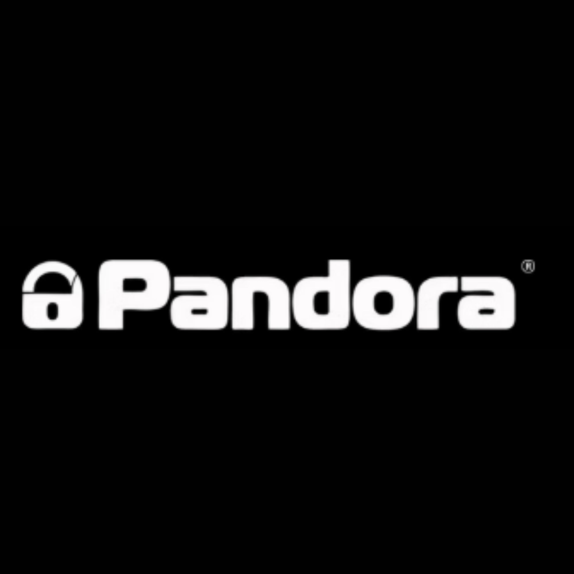 Pandora vehicle security text on a black background.