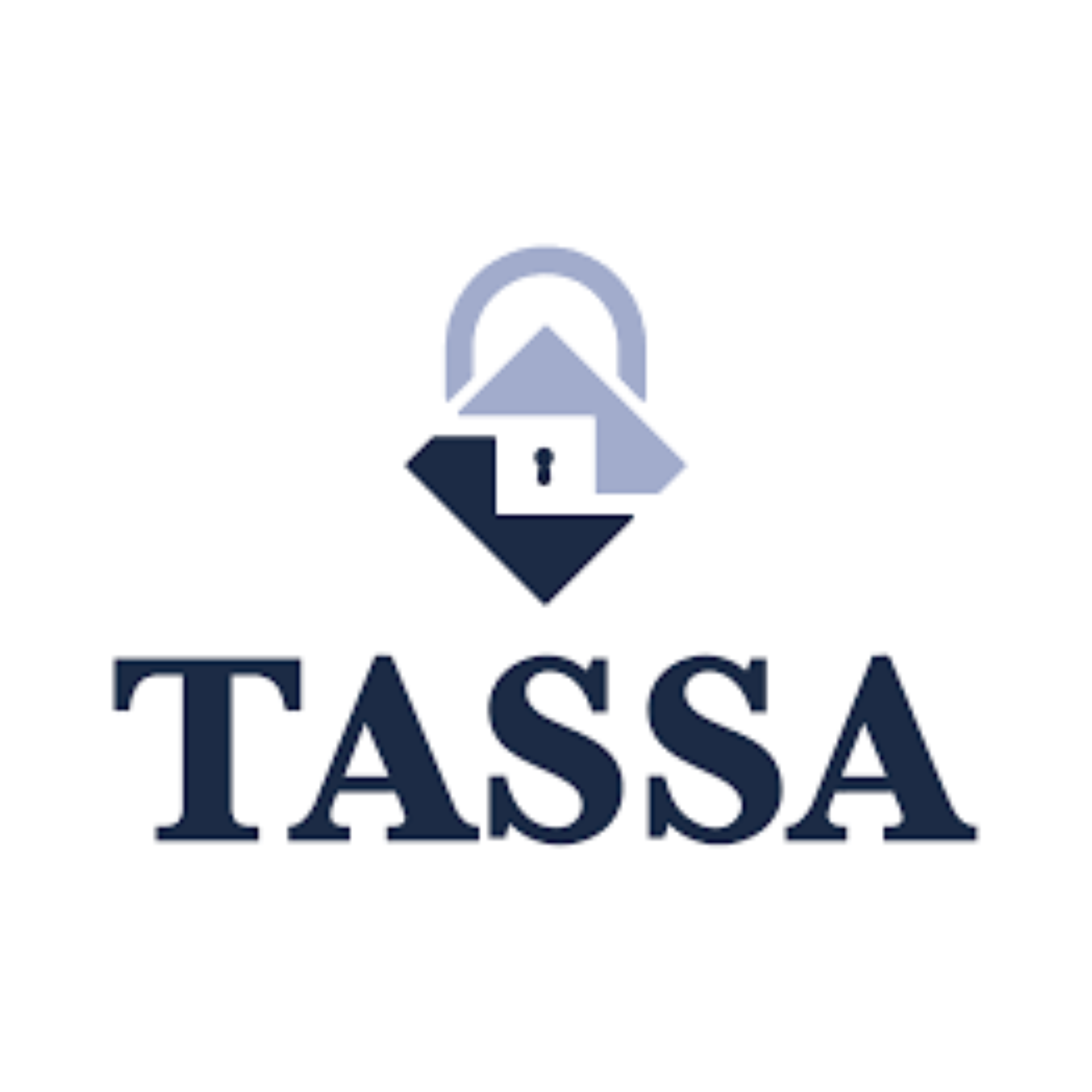 TASSA accreditation logo on white background with blue padlock above writing