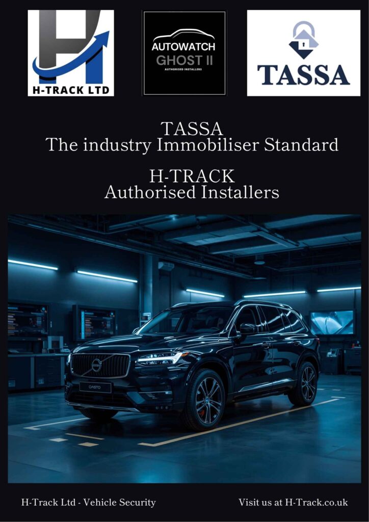 Why TASSA and Thatcham approval matters. Volvo car in futuristic garage with immobiliser supplied and fitted by H-Track